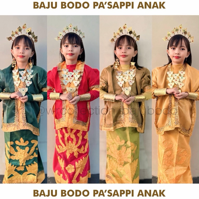 KODE W98U SET BAJU BODO ANAK CEWEK  BAJU PASSAPPI ASLI BUGIS MAKASSAR  BAJU ADAT BUGIS