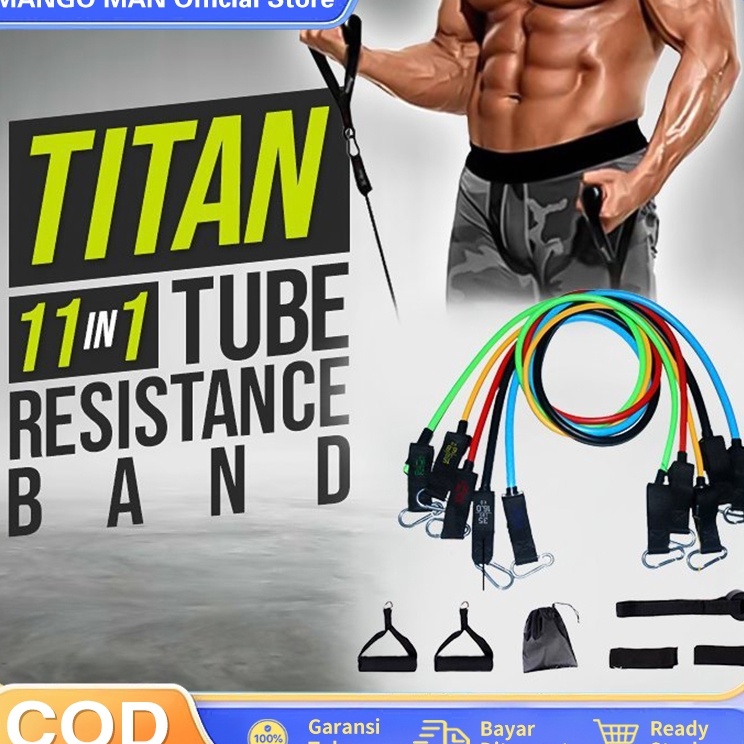 Harga Bersahabat  MANGO MAN Official Shop karet resistance Tali Stretching Pilates Tube Yoga Fitness