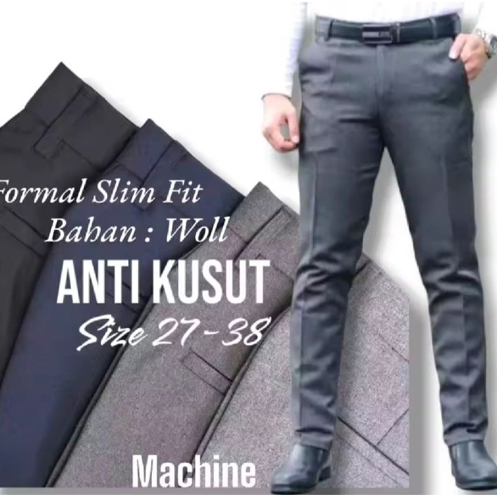 DISKON PROMO AKHIR TAHUN CELANA BAHAN KERJA SLIMFIT PRIA TERBARU
