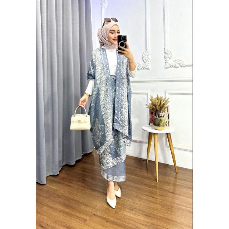 VIVILOOKS-ONE SET OUTER KONDANGAN PREMIUM VISCOSE BATIK CAP ALL SIZE FIT S to JUMBO || ONE SET BATIK