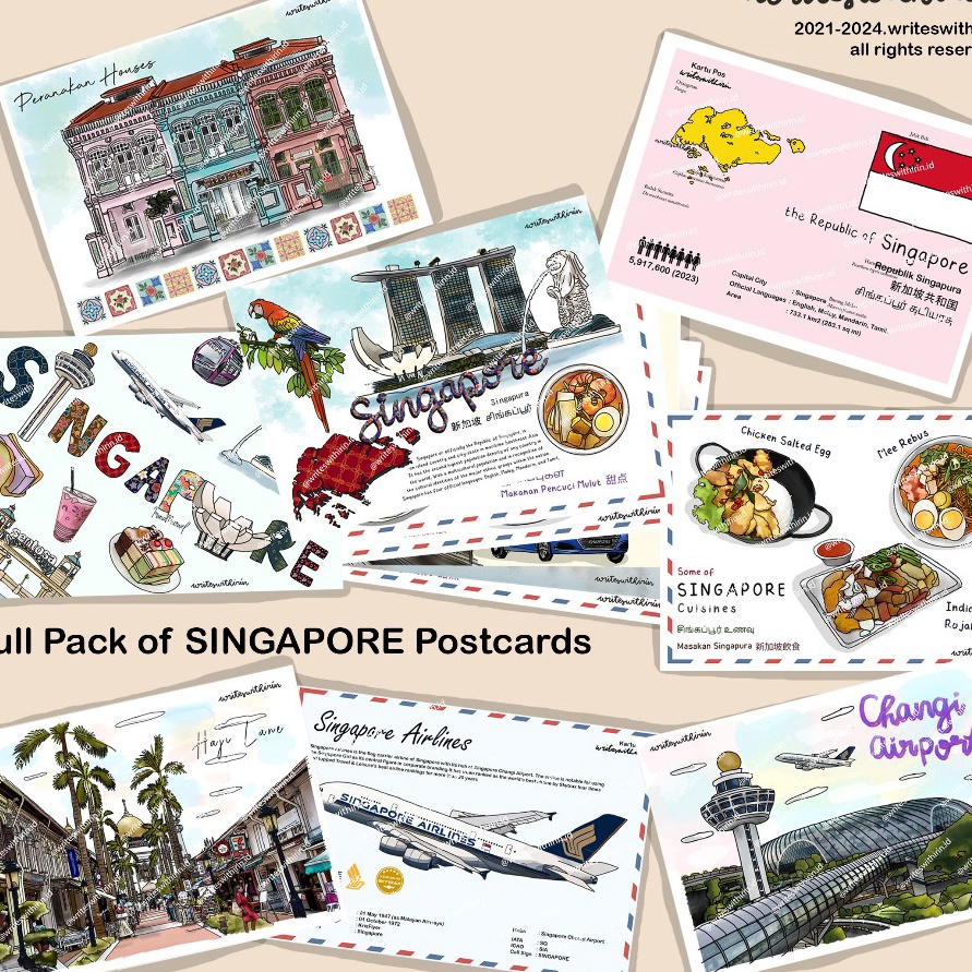 

Hemat writeswithirin Full Pack of Singapore Postcards