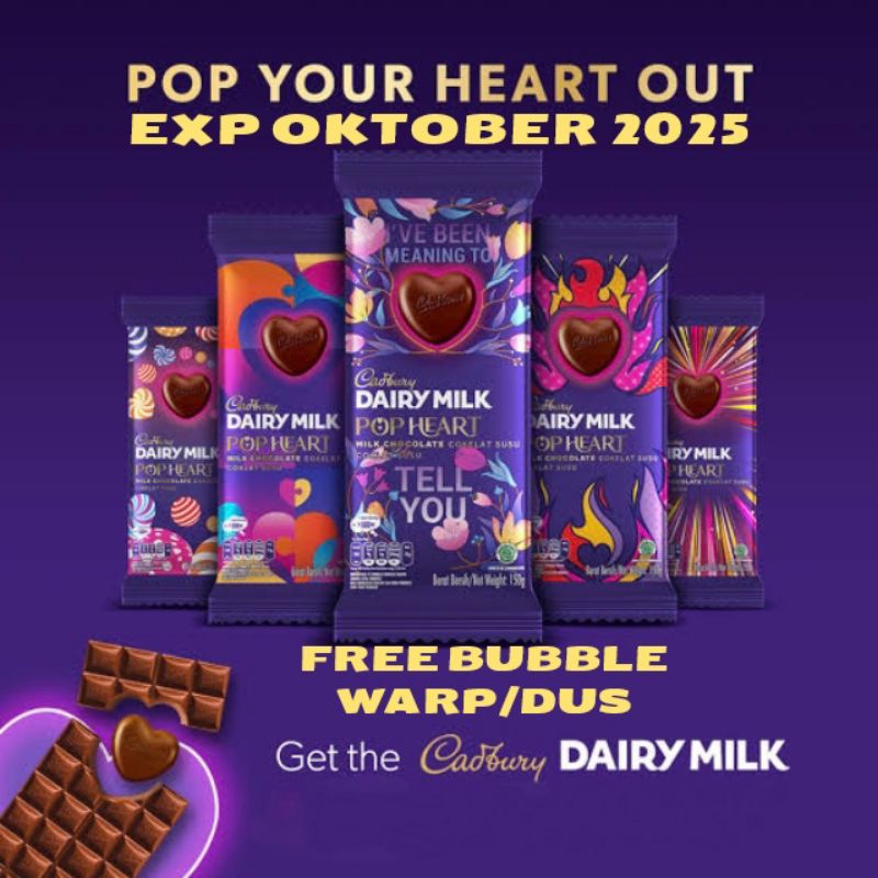 

EXP BULAN 10 2025 MULUS cadbury dairy milk 150g 160g edisi valentine Love Spesial promo diskon Gajian sale FREE PACKING BUBBLE WARP/DUS