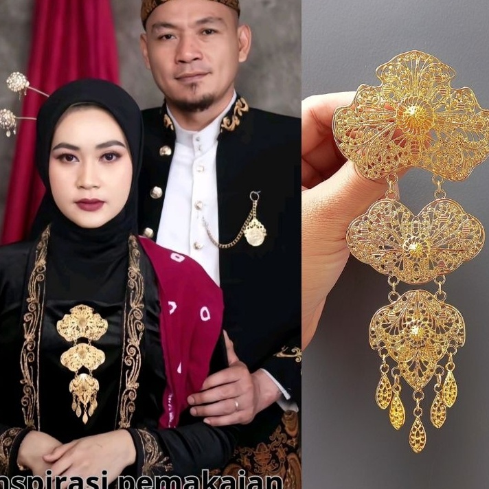 DIJAMIN MURAH Bros Kebaya Besar Susun 3 Bross Kutu Baru Kutubaru Jumbo Model Tumpuk Mewah Perak Emas