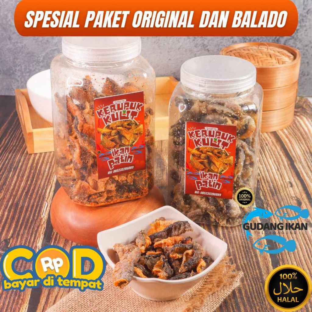 

Shakamori - KerupukIkan Patin paket 2 Toples balado dan original