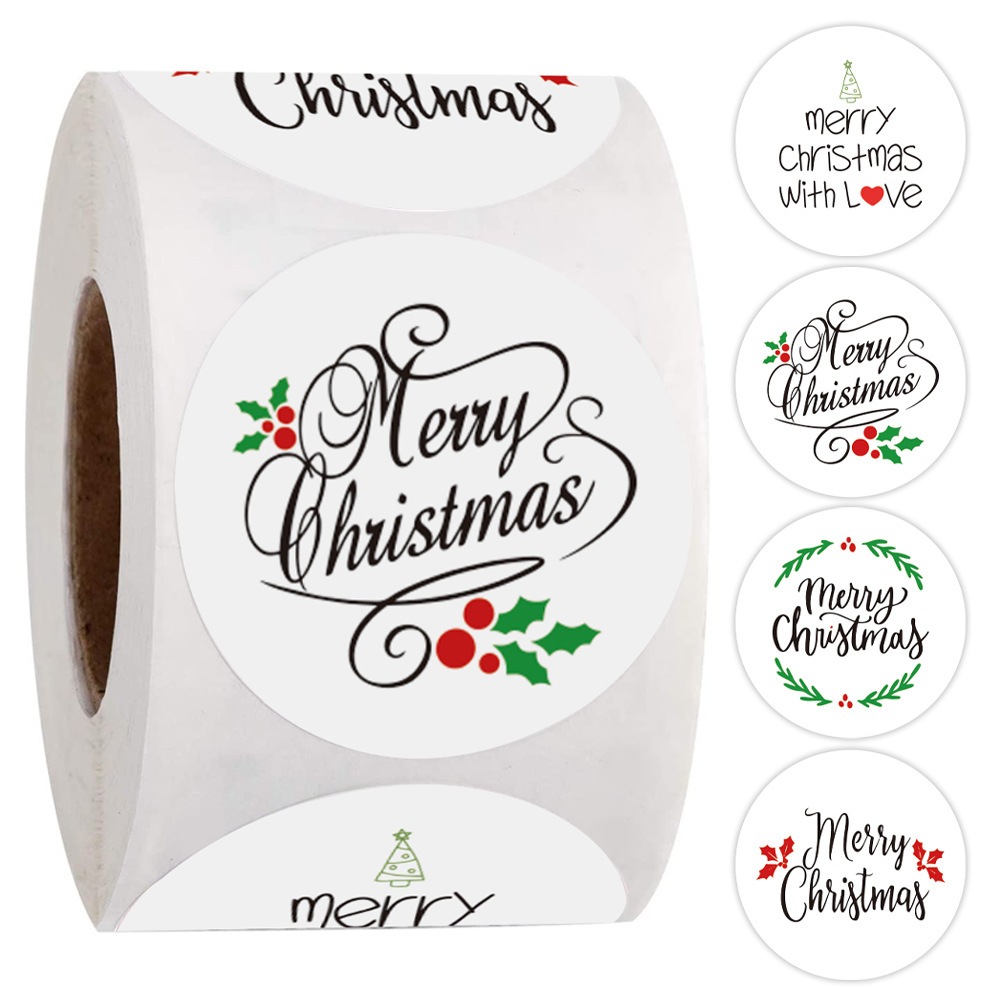 

500 PCS (1 Roll) Stiker Merry Christmas / Sticker Natal Hiasan Hadiah & Souvenir