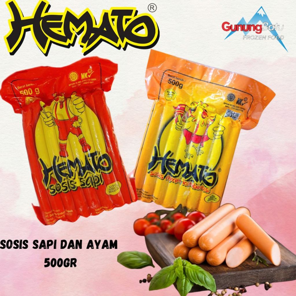 

HEMATO SOSIS SAPI DAN AYAM 500GR ISI 15PCS