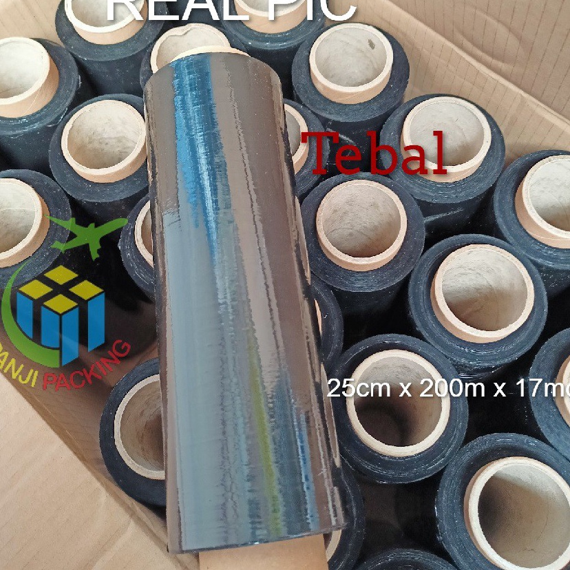 

MURMER Stretch FIlm Hitam 25cm x 2m Plastik Wrapping Tebal Plastic wrap Bungkus koper Bandara Black
