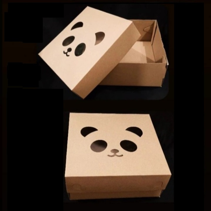 

( 5 pcs ) Box Panda Packaging Kado Ultah Kotak Dus Coklat 25x25x10 cm Hampers Kue Bolu