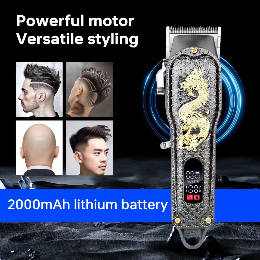【Original】Alat Potong Rambut Rambut Naga hitam Alat Cukur Rambut Elektrik Hair Clipper Emas Cordless
