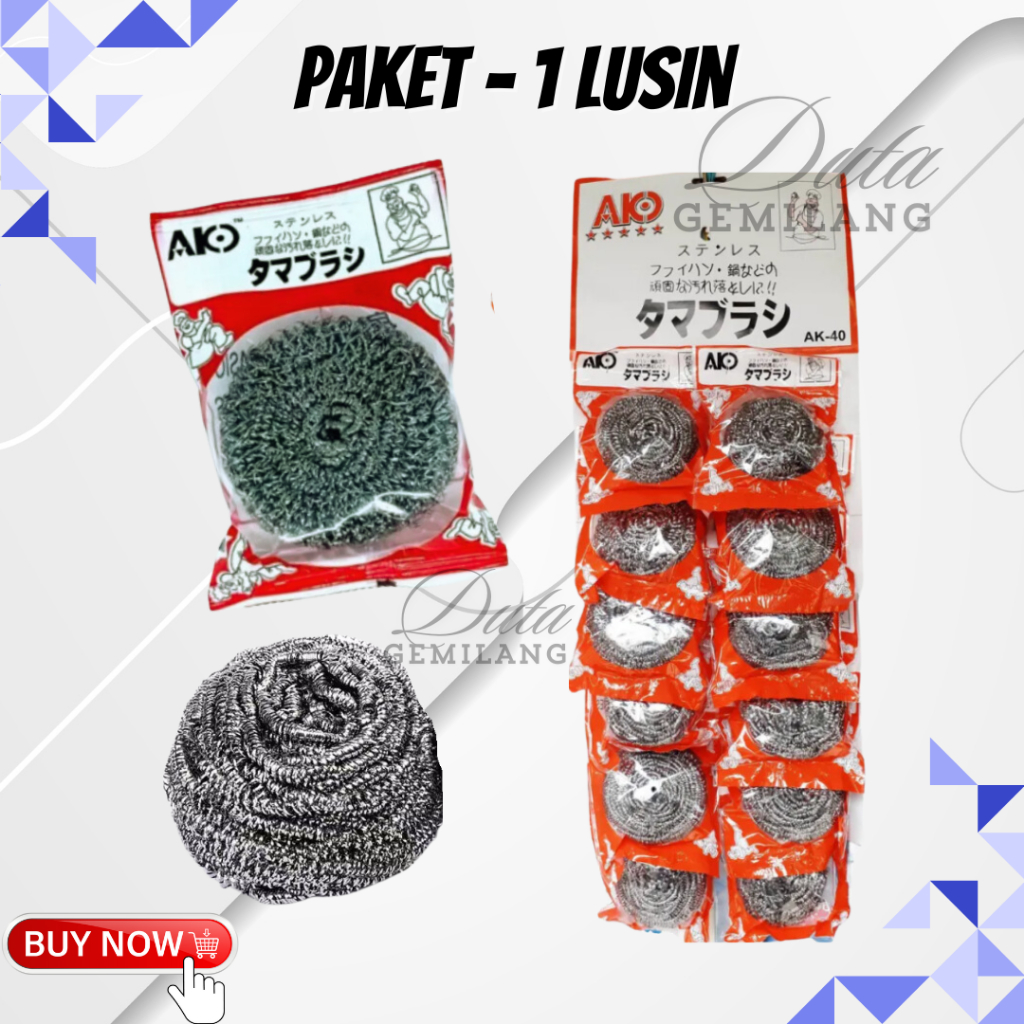 [ 1 LUSIN ISI 12 PCS ] Sabut Ako 40 / Sabut Kawat Stainless Steel / Spons Kawat Cuci Piring / Sabut 