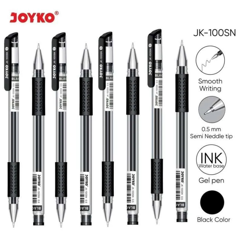 

ulpen Gel Joyko JK-100SN 0.5 mm Tinta Hitam Isi 12