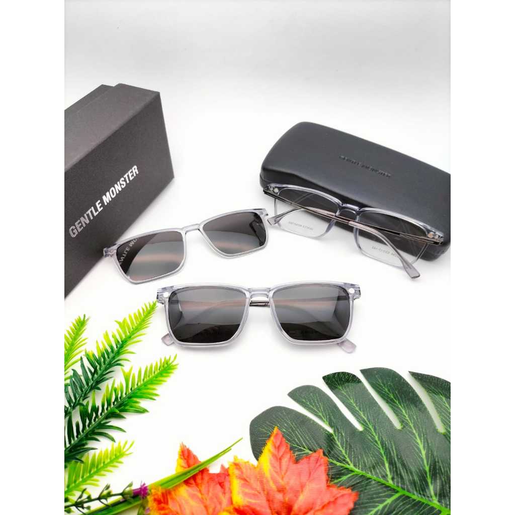 KACAMATA NEW POLARIZED GM 2286 LENSA HITAM FRAME CLEAR WHITE FULLSET