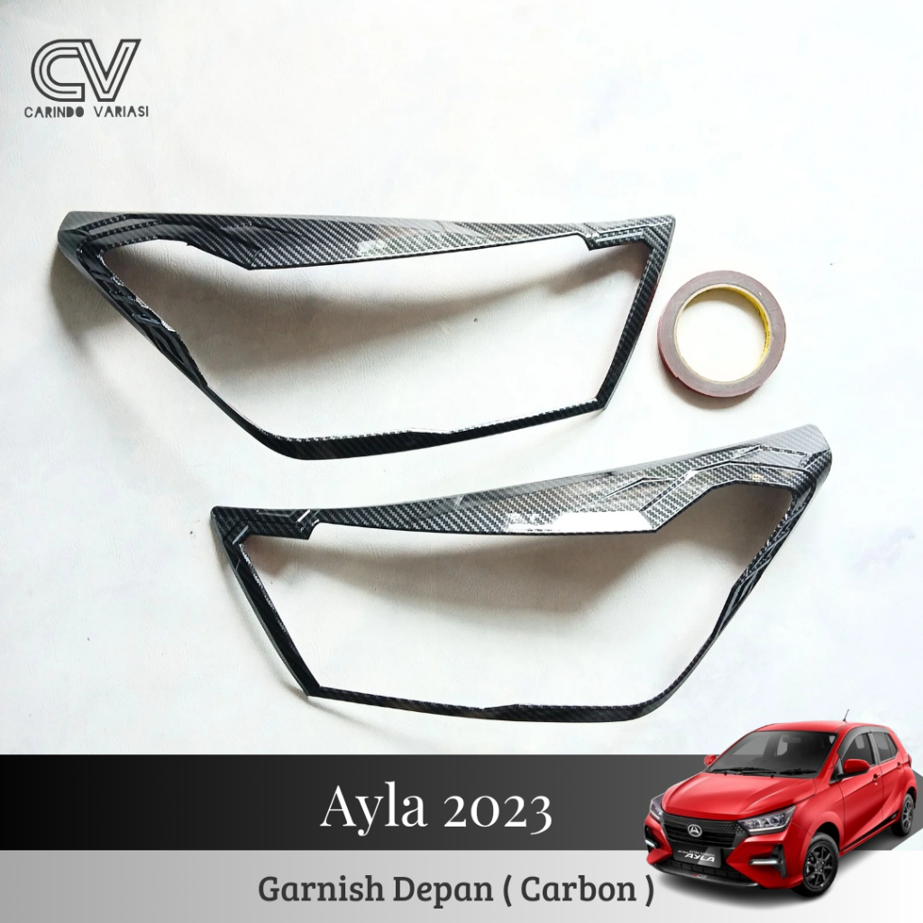 Cover Garnish Lampu Depan Mobil Daihatsu Ayla 2023 Carbon