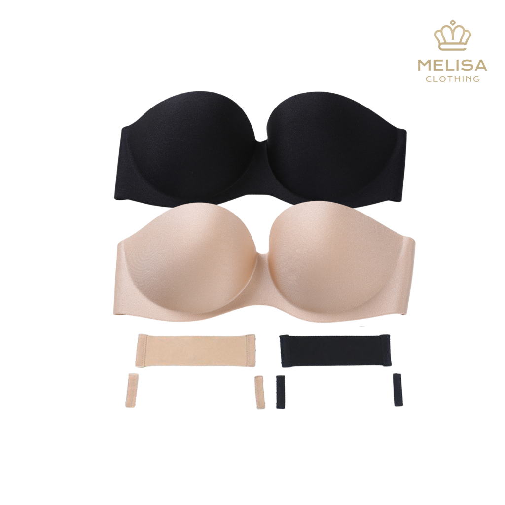 Melisacollection | BH Bra Kemben Seamless Bra Invisible Tanpa Tali Seksi Motif kait belakang