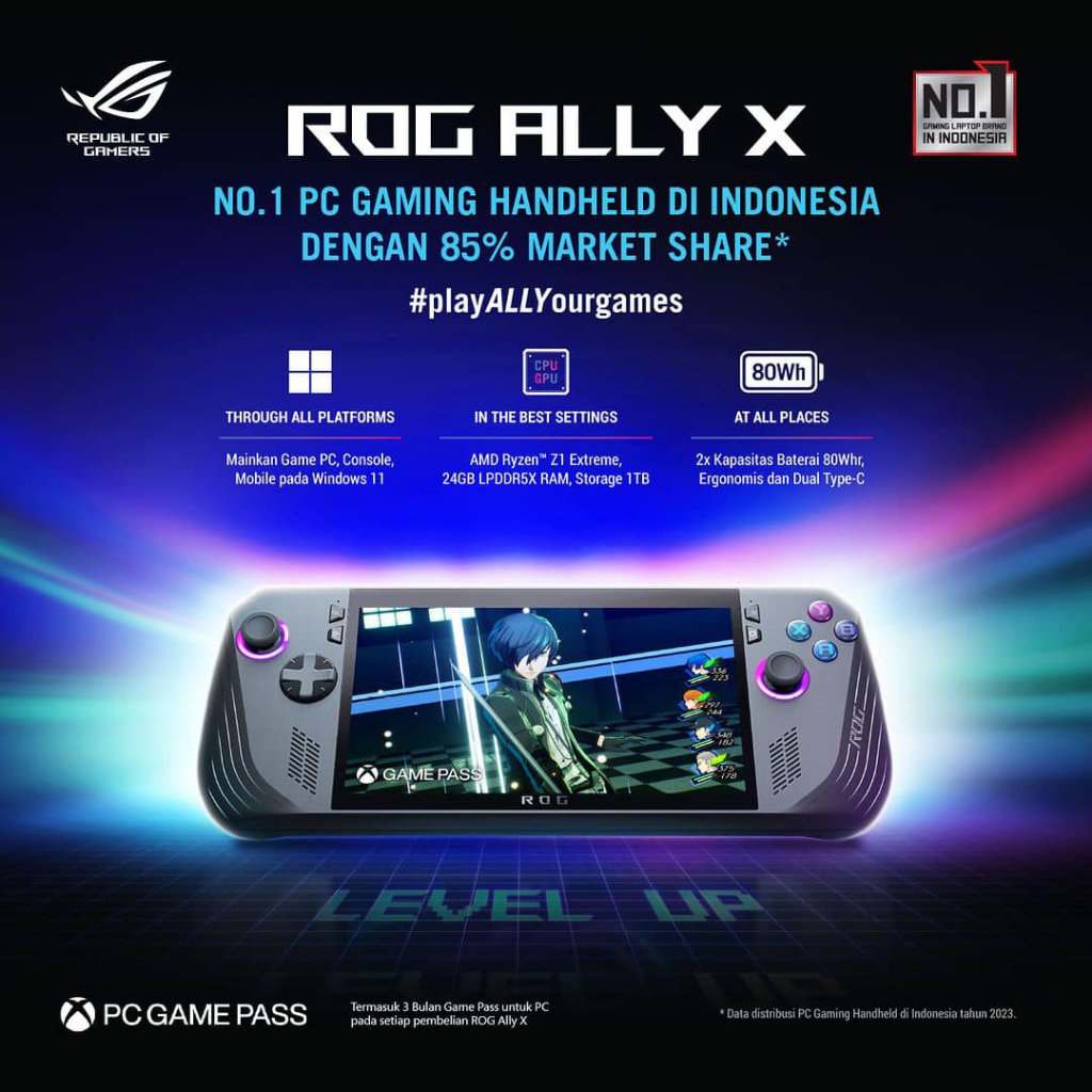 ASUS ROG ALLY X RC72LA AMD Z1 EXTREME 24GB 1TB W11 7" FHD 120HZ