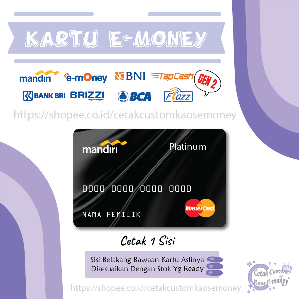 KARTU EMONEY ETOLL MANDIRI PLATINUM MASTERCARD BLACK CREDIT CARD EMONEY MANDIRI BCA BNI BRI -1SISI