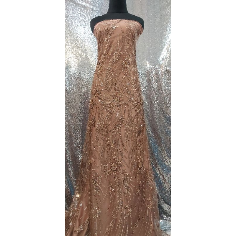 RENDA APLIKASI FULL PAYET,BROKAT LACE BORDIR PAYET