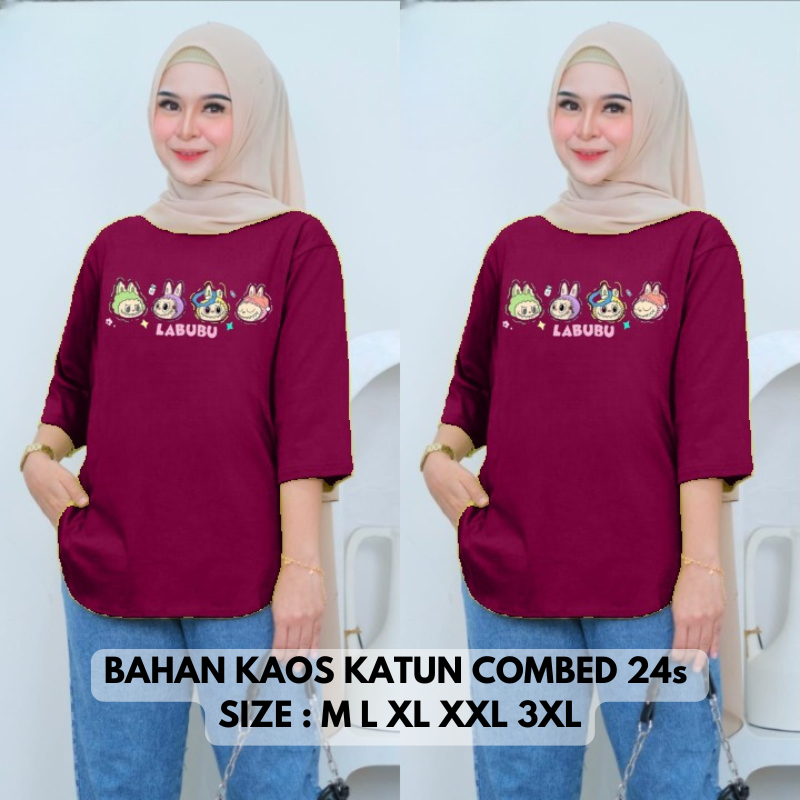 Kaos Wanita Jumbo Minilabu Top BO Bahan Kaos Katun Combed 24s Aplikasi Sablon Size S M L XL XXL XXXL