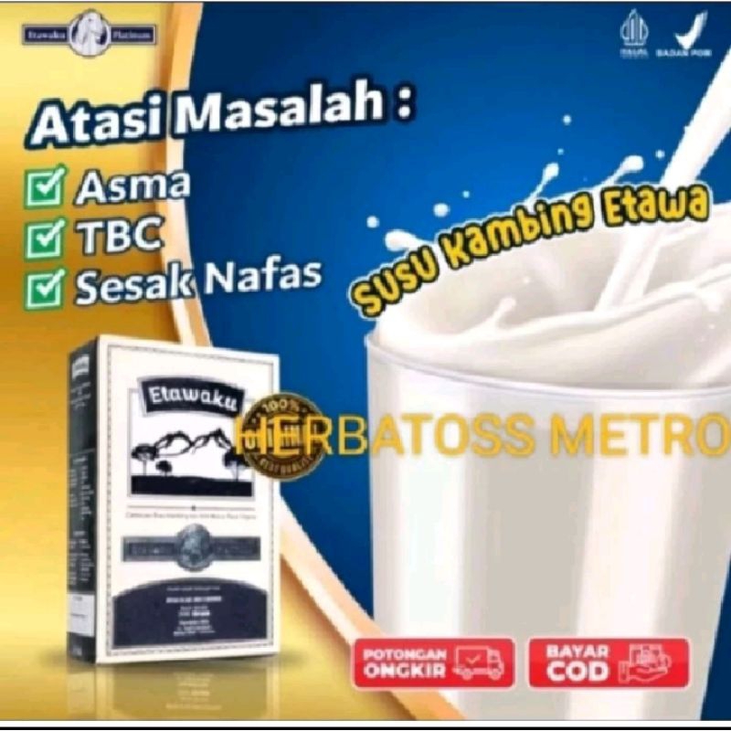 

SUSU KAMBING KRIMER BUBUK ETAWAKU PLATINUM 200gr BPOM RI MD 803112001030 LPPOM MUI NO: 12160002850915 HALAL MUI