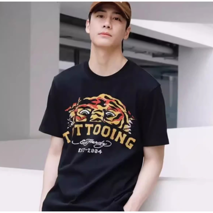 Ed Hardy Ed Hardy 2024 summer new loose tiger head men's short-sleeved T-shirt