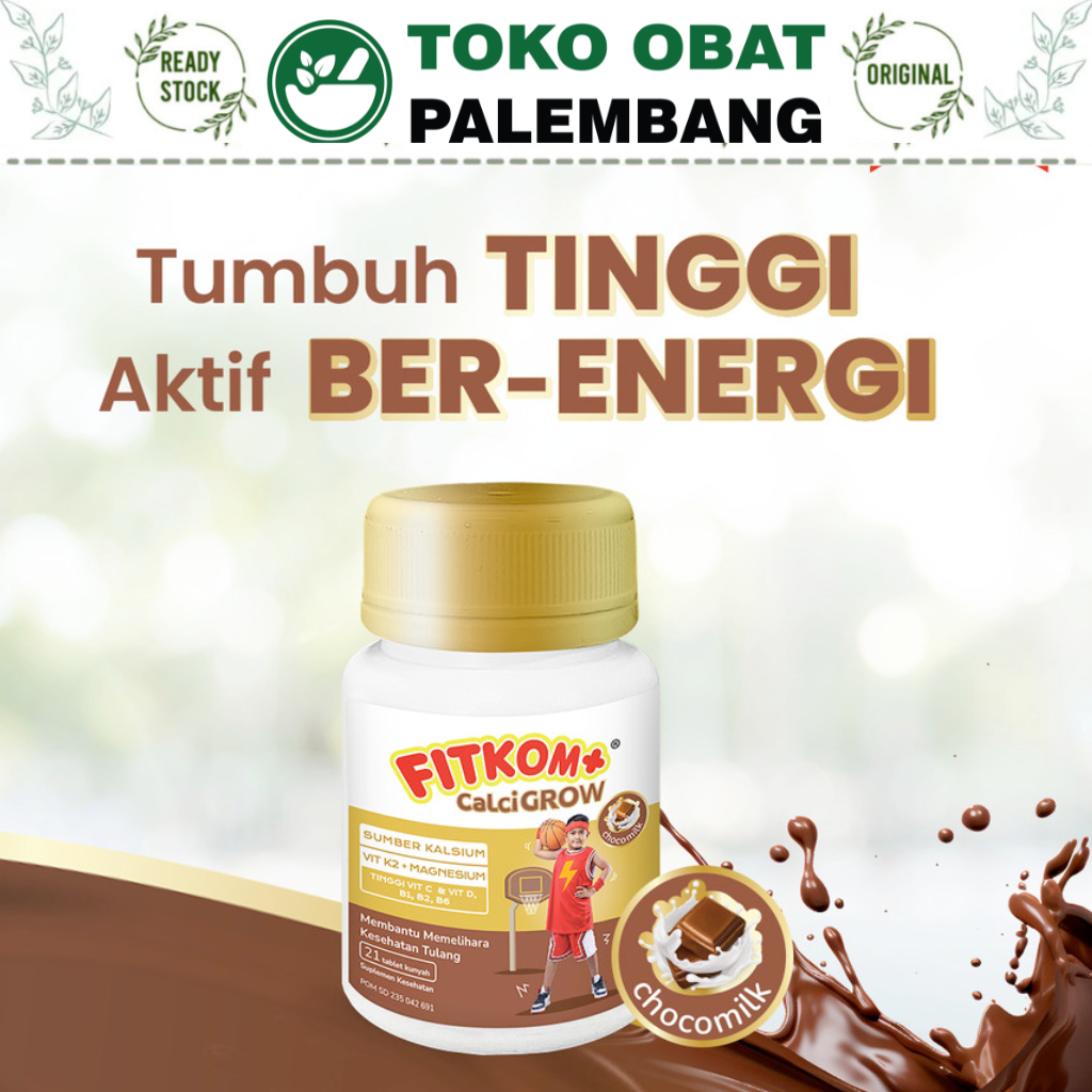 FITKOM CALCIGROW 21 TABLET HISAP SUPLEMEN TULANG ANAK TINGGI KIDS VITAMIN KALSIUM CALCIUM B KOMPLEX