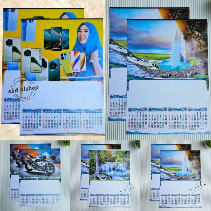 

kalender tahun 2025 3 lembar 4 bulanan ukuran 38x54 cm banyak pilihan varian gambar BO(terima castume cetak merek)