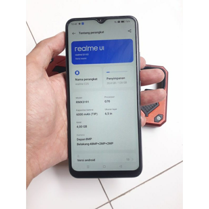 Realme C25 4/128 Helio G70 6000 Mah kamera 48MP No minus perfect Hp + Cas ( Second )