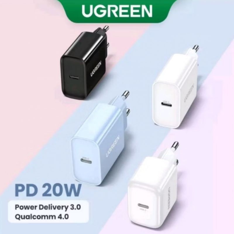 UGREEN ORIGINAL KEPALA CHARGER IPHONE FAST CHARGING ADAPTOR TYPE C 20W FOR IP 11 12 13 14 15 16 X XS
