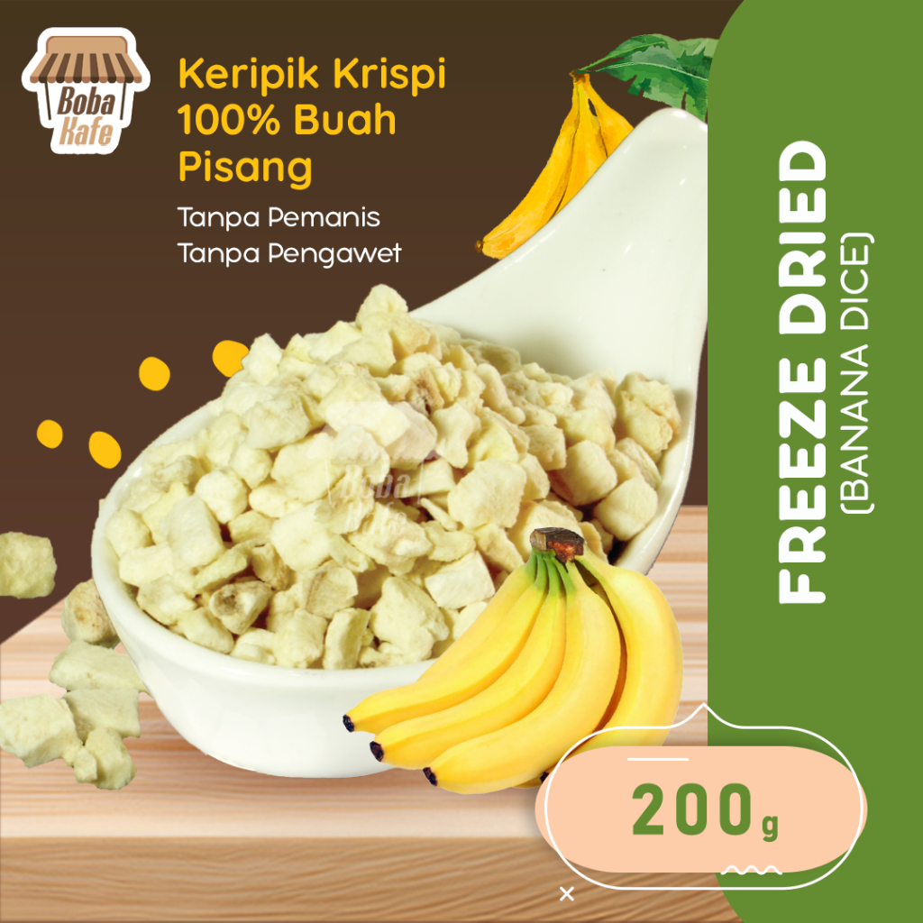 

FREEZE DRIED BANANA DICE @200GR - BUAH PISANG BENTUK KUBUS ASLI