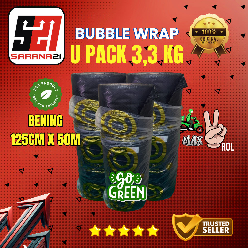 

Bubble Wrap Hitam U Pack 125cmx50m Extra Luxury 3.3 Kg