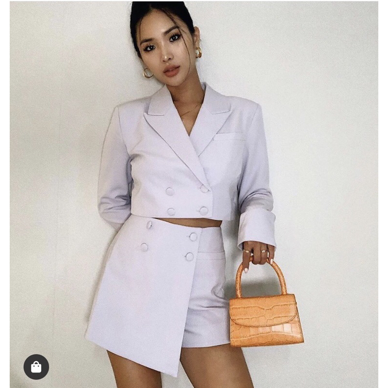 premium one set blazer crop wanita lilac
