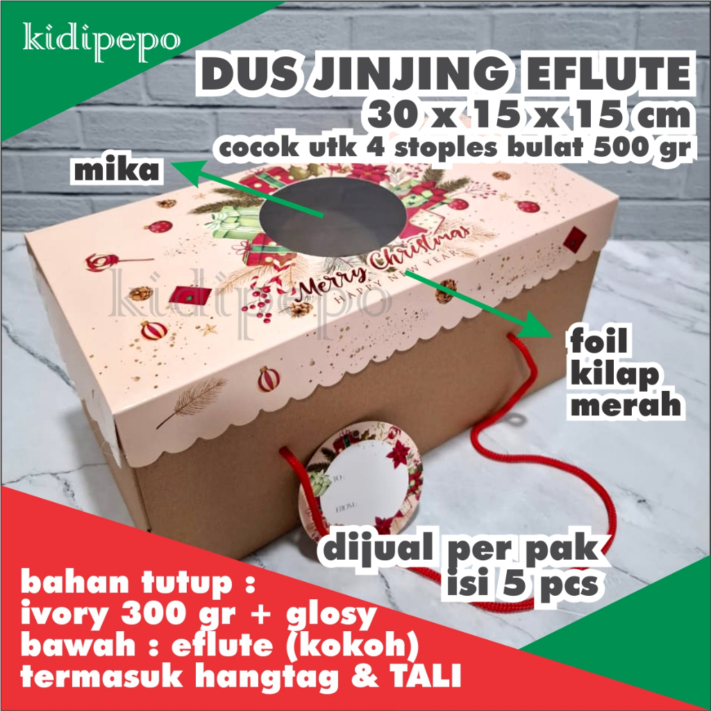 

DUS JINJING EFLUTE NATAL / CHRISTMAS KUKER STOPLES BULAT 500gr 4 toples UK. 30 x 15 x 15 CM - ISI 5 SET