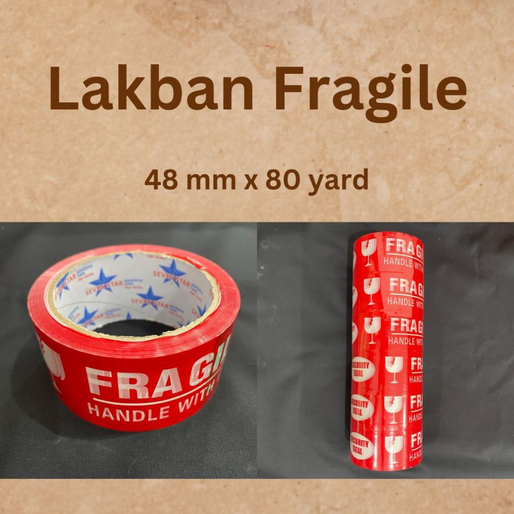 LAKBAN / ISOLASI FRAGILE 48 MM X 80 YARD