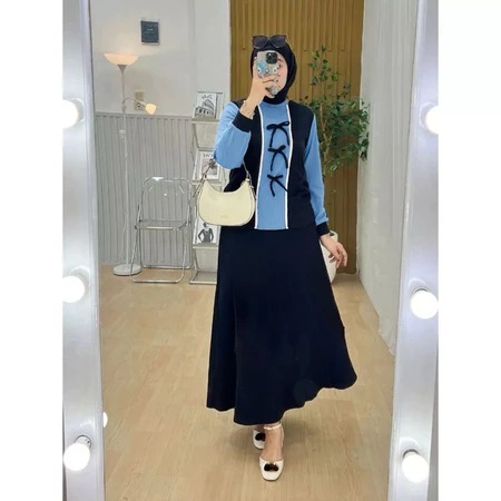 DACIKA SET ROK PITA CRINKLE AIRFLOW LD 110 // SETELAN ROK // ONE SET POLOS KOMBINASI OOTD KEKINIAN /