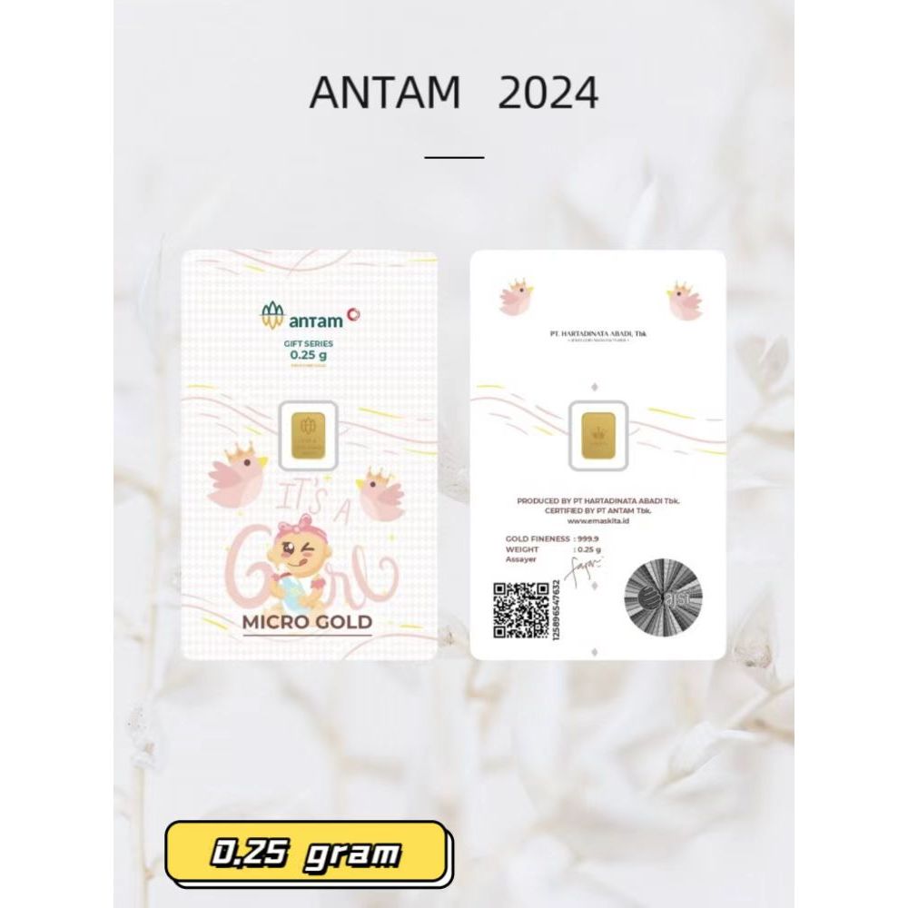 （Dalam stok）Gold Logam Mulia Antam x Hartadinata 0.25 Gram Antam Emas 0.25gr bayi perempuan series