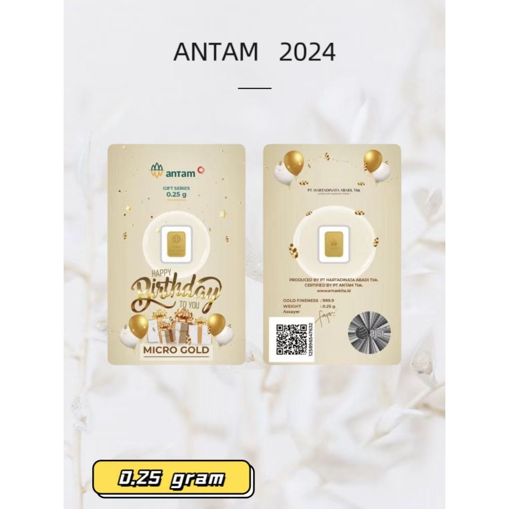 （Dalam stok）Gold Logam Mulia Antam x Hartadinata 0.25 Gram Antam Emas 0.25gr Selamat ulang tahun ser