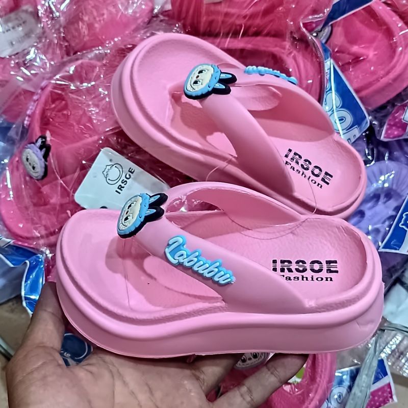 Sandal jepit wedges anak perempuan labubu sandal karet eva rubber karakter terbaru sendal fashion an