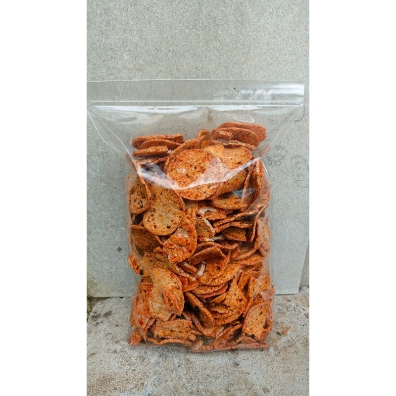 

Basreng Koin/Bulat Pedas Daun Jeruk 1kg