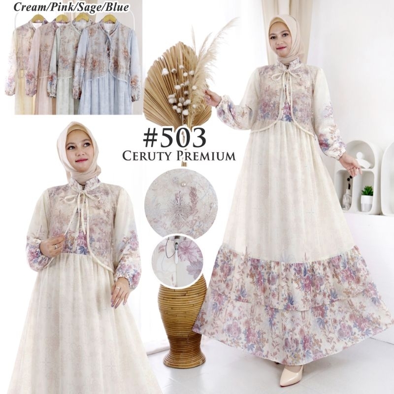 [GROSIR] SR-503 - GAMIS CRISTY CERUTY MIX ROMPI BRUKAT RENDA BUNGA BUSUI TERBARU (148.000 x 6pcs)