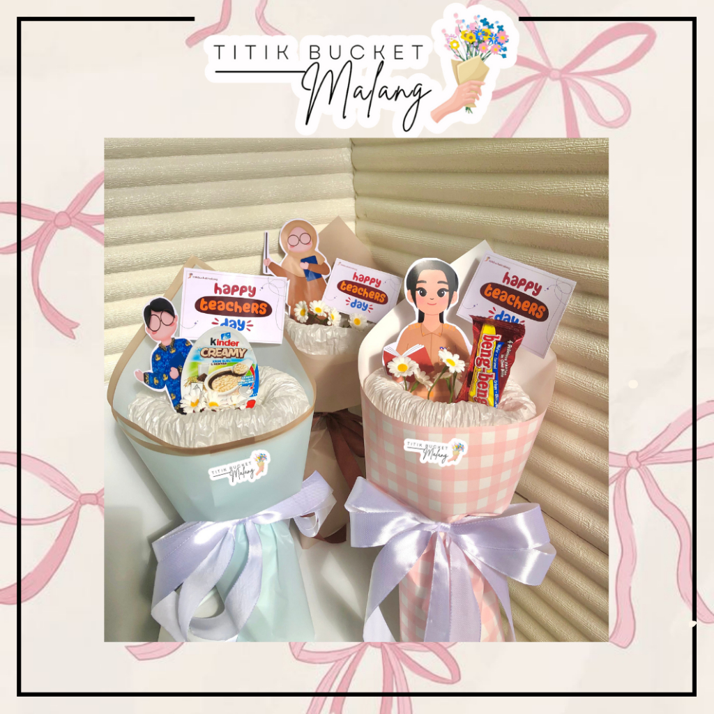 

Titikbuketmalang | bucket mini snack | buket hari guru | buket hari guru | hadiah guru | gift guru termurah | bucketscakmalang
