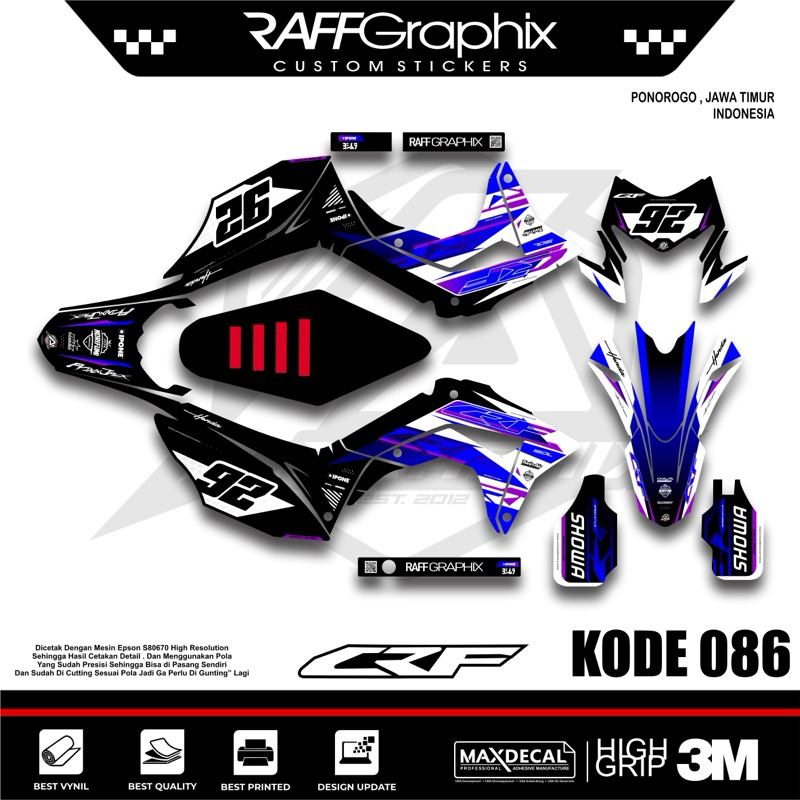 Decal crf keren-decal ctf150l- crf 150l- sticker crf super glosy-decal sticker crf