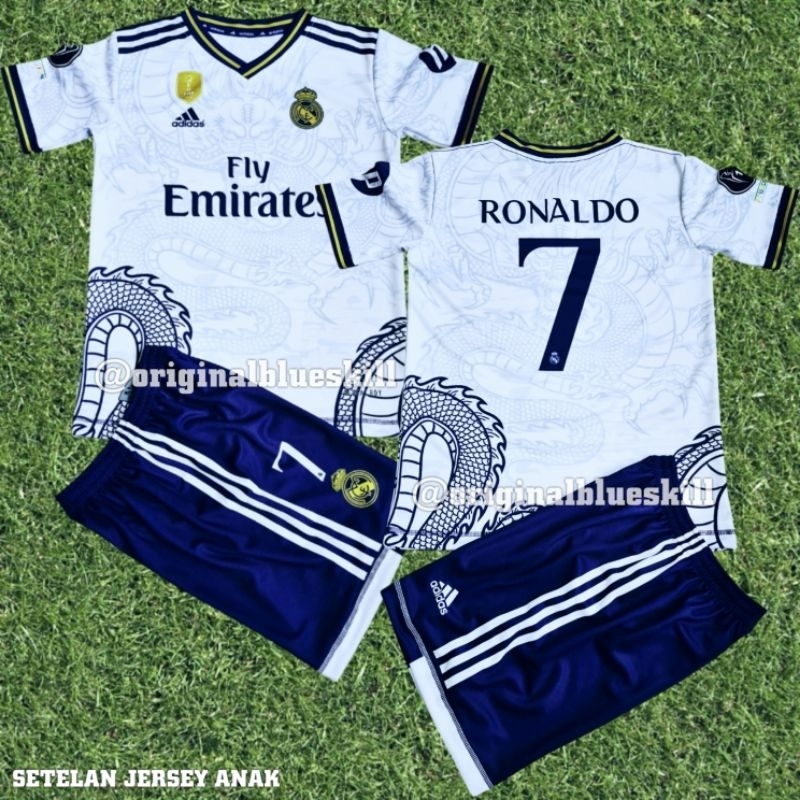Jersey anak madrid edisi dragon cr7 | setelan baju bola anak | setelan jersey bola anak | jersey ola