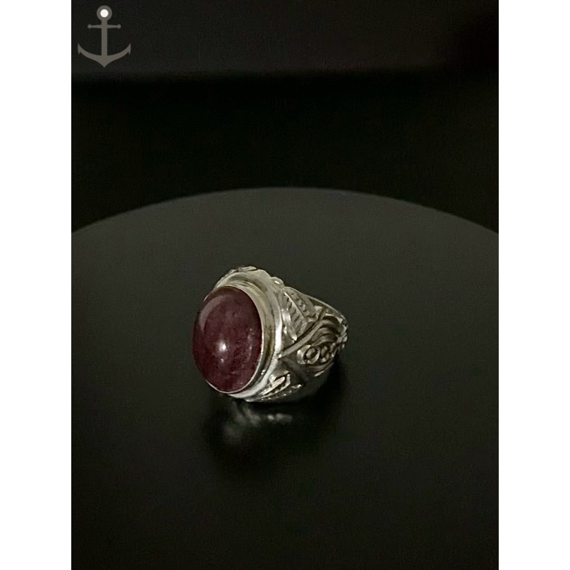 Cincin perak pria silver ring 925 asli dengan batu natural ruby 22,68 gram bersertifikat laboratoriu