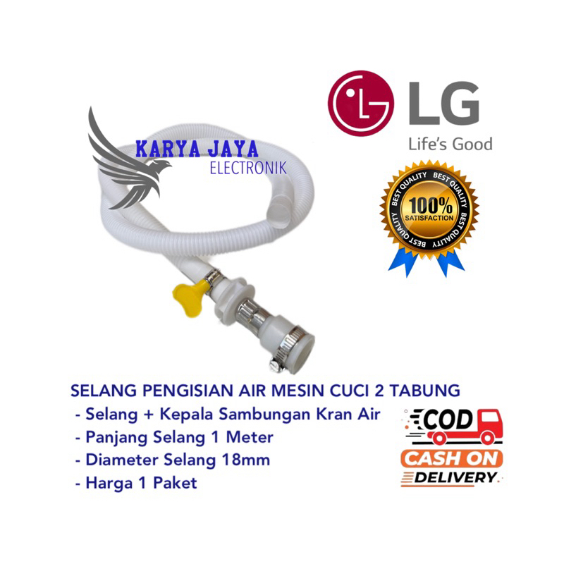 [ 1 METER ]SELANG + KEPALA SAMBUNGAN PENGISIAN AIR MESIN CUCI SHARP 2 TABUNG / SELANG MASUK AIR / SE