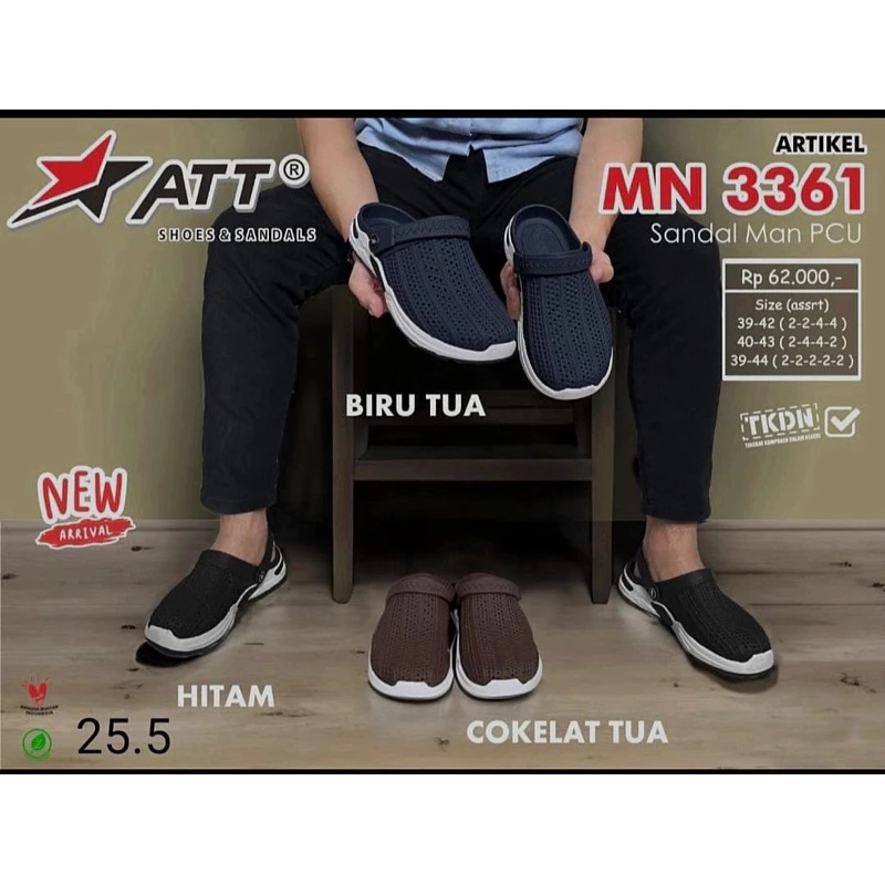 ATT MN 3361 Sepatu Sandal Pria dan Remaja Laki-laki Bahan Karet