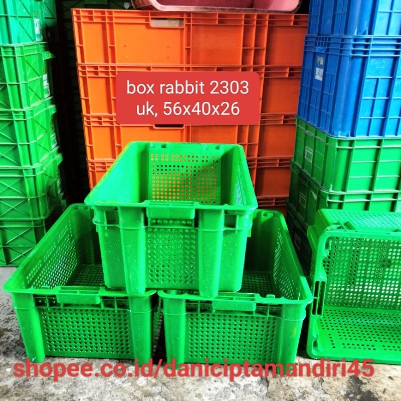 keranjang susun rabbit 2303, krat container industri, (bekas rasa baru)
