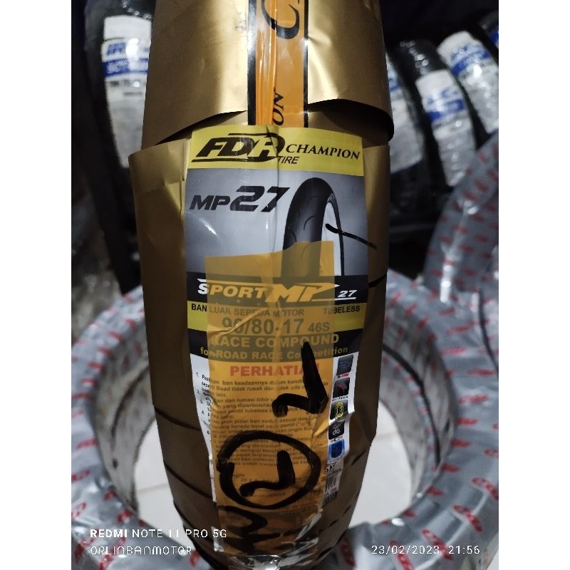 BAN BAN SOFT COMPOND FDR 90/80-17 MP27/BAN RING 17 FDR MP27/BAN RACE SATRIA FU FDR MP27/BAN 90/80-17