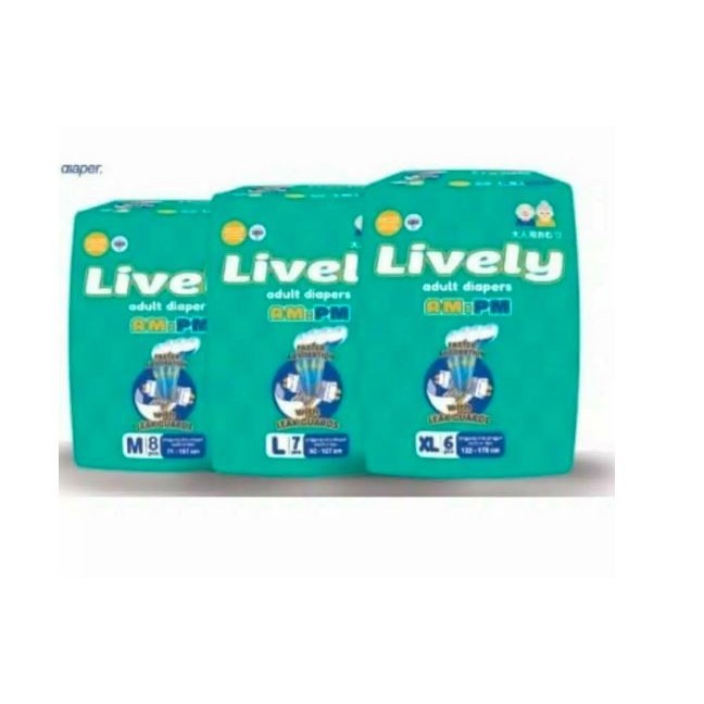 Lively adult diapers popok dewasa size M8 L7 XL6 pampers dewasa