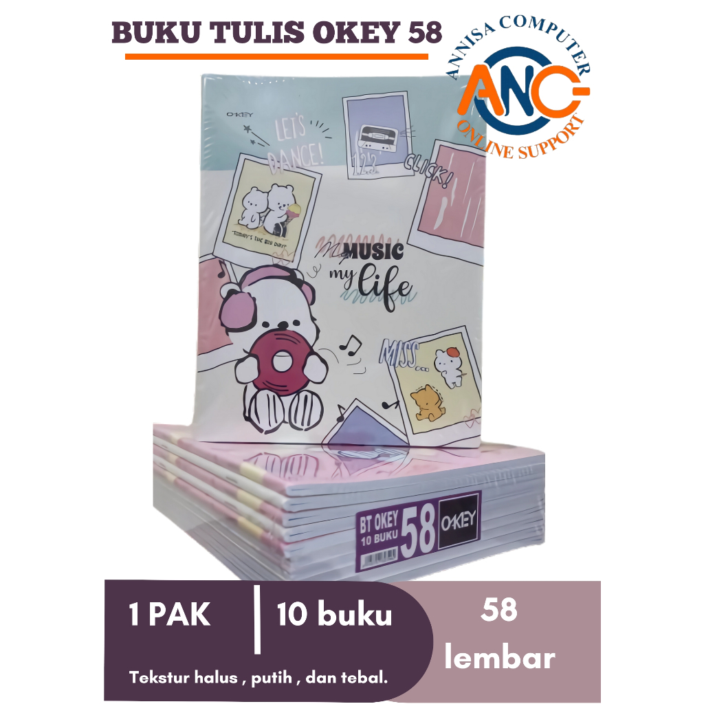 

Buku tulis sekolah OKEY 58 lembar / 1 pak isi 10 buku / MURAH - OKEY
