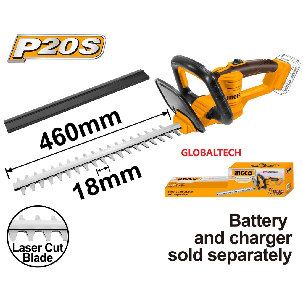 INGCO CHTLI20018 MESIN POTONG DAHAN CORDLESS 20V GRASS HEDGE TRIMMER 18"